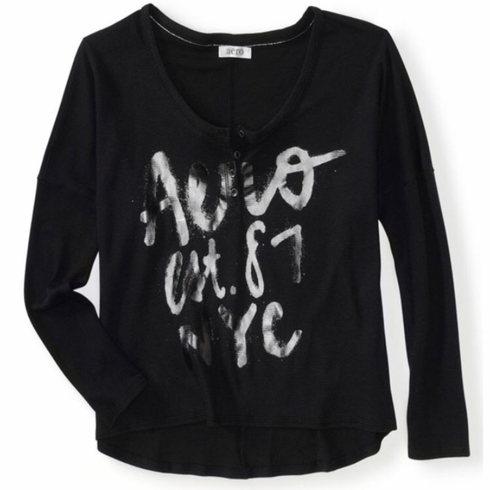 Aeropostale Womens Aero Est. 87 Nyc Thermal Sweater, Black, Large
